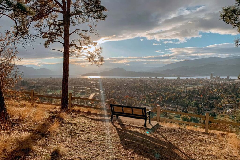 View from Dilworth Mountain during autumn in Kelowna, BC, Canada